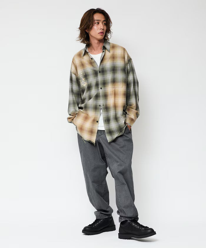Relax Fit Relaxed Fit Bleached Ombre Check Flannel Shirt [Limited Edition]