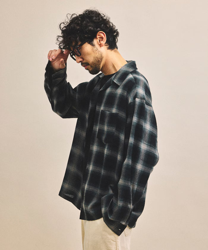 Pre-dyed ombre check sheer shirt relaxed fit