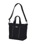 Studs Canvas Crossbody Bag - Black