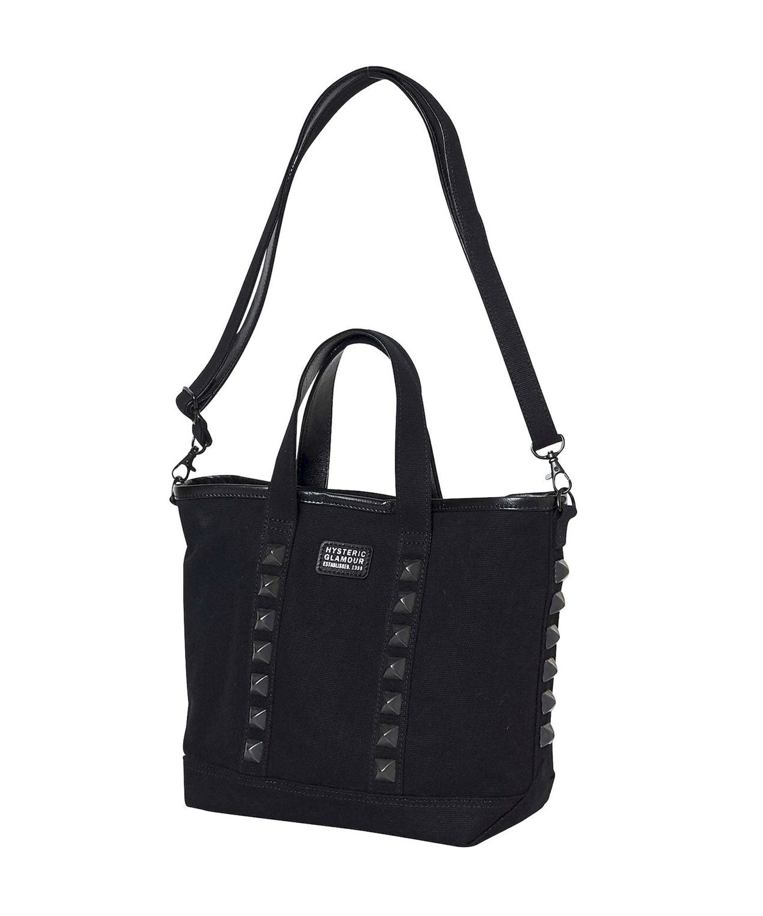 Studs Canvas Crossbody Bag - Black