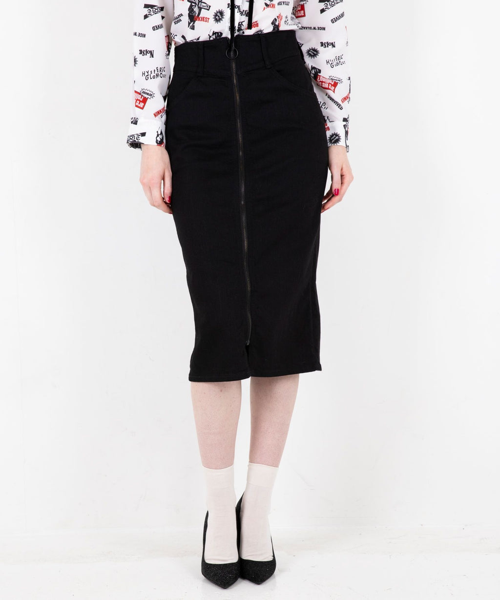 Front ZIP Tight Denim Skirt