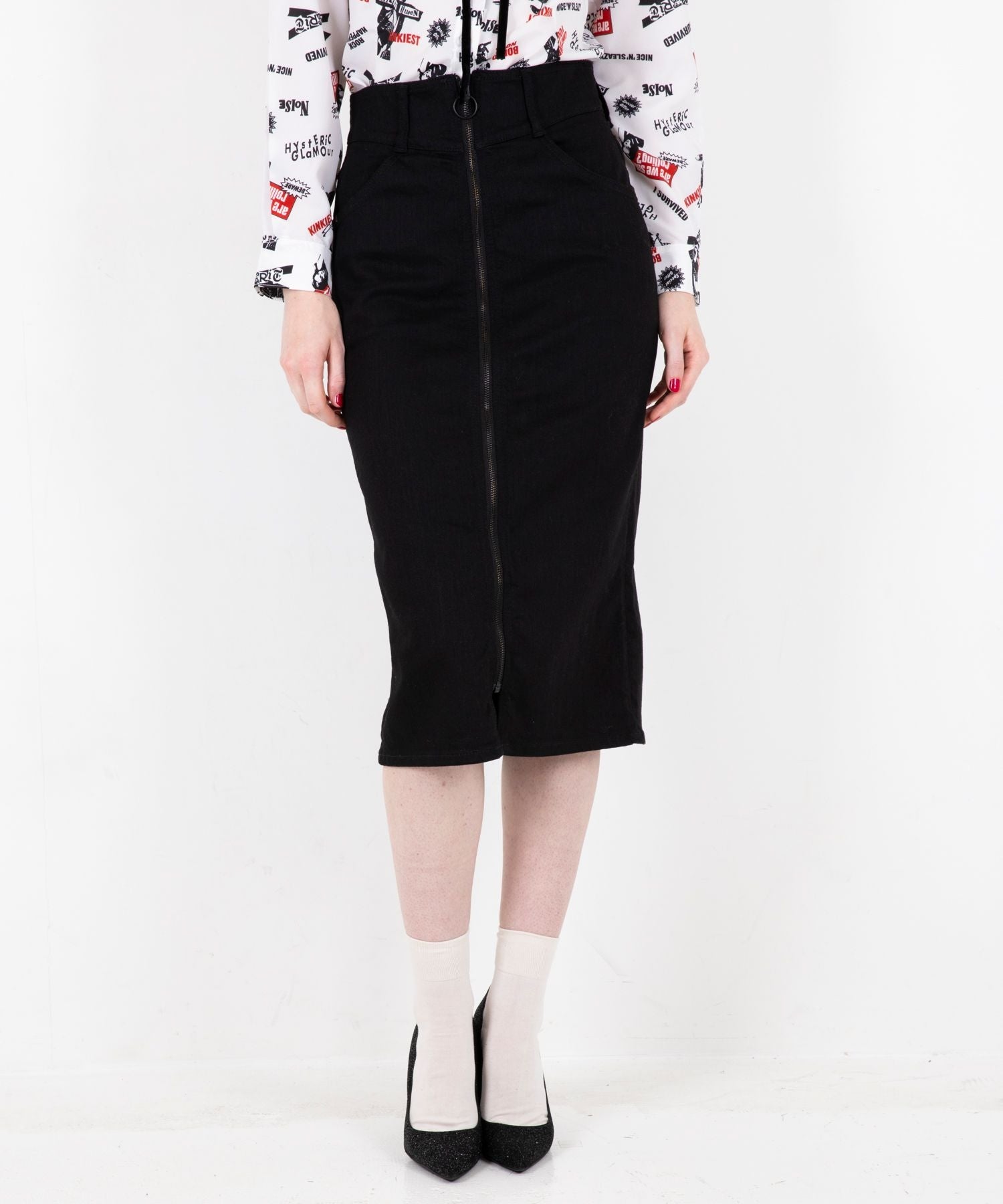Front ZIP Tight Denim Skirt