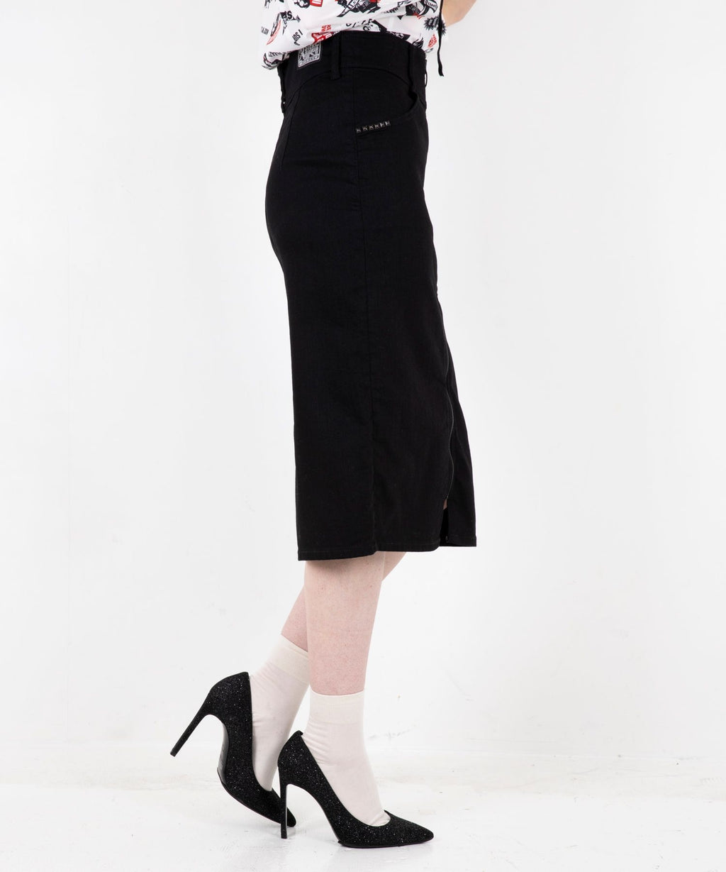 Front ZIP Tight Denim Skirt