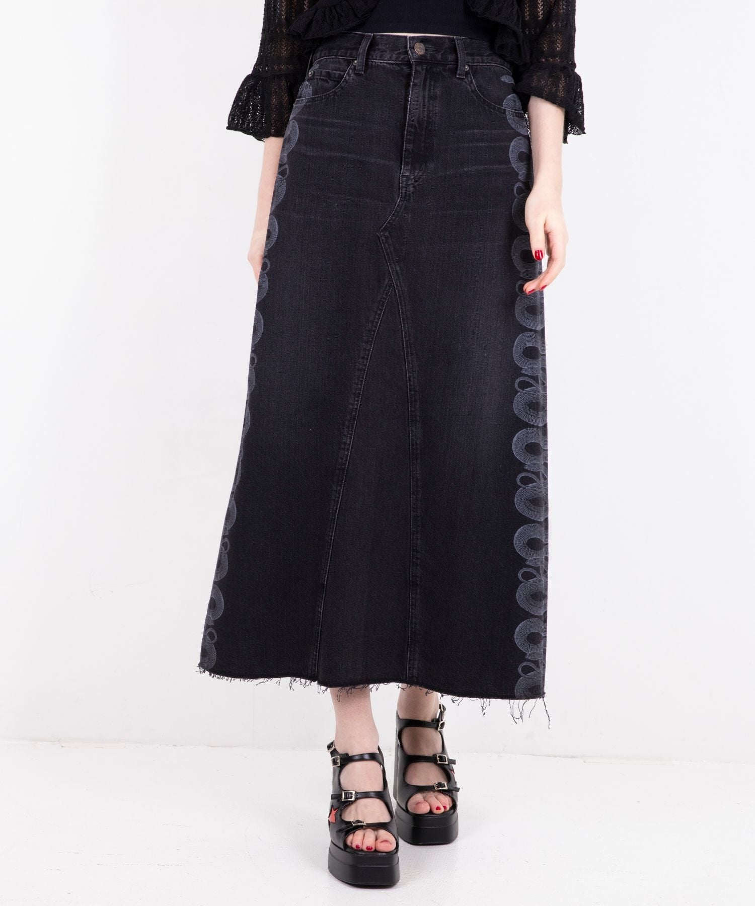 Snake Loop Remake Denim Skirt