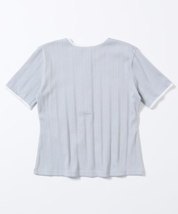Henry Neck Knitted Lace T-Shirt