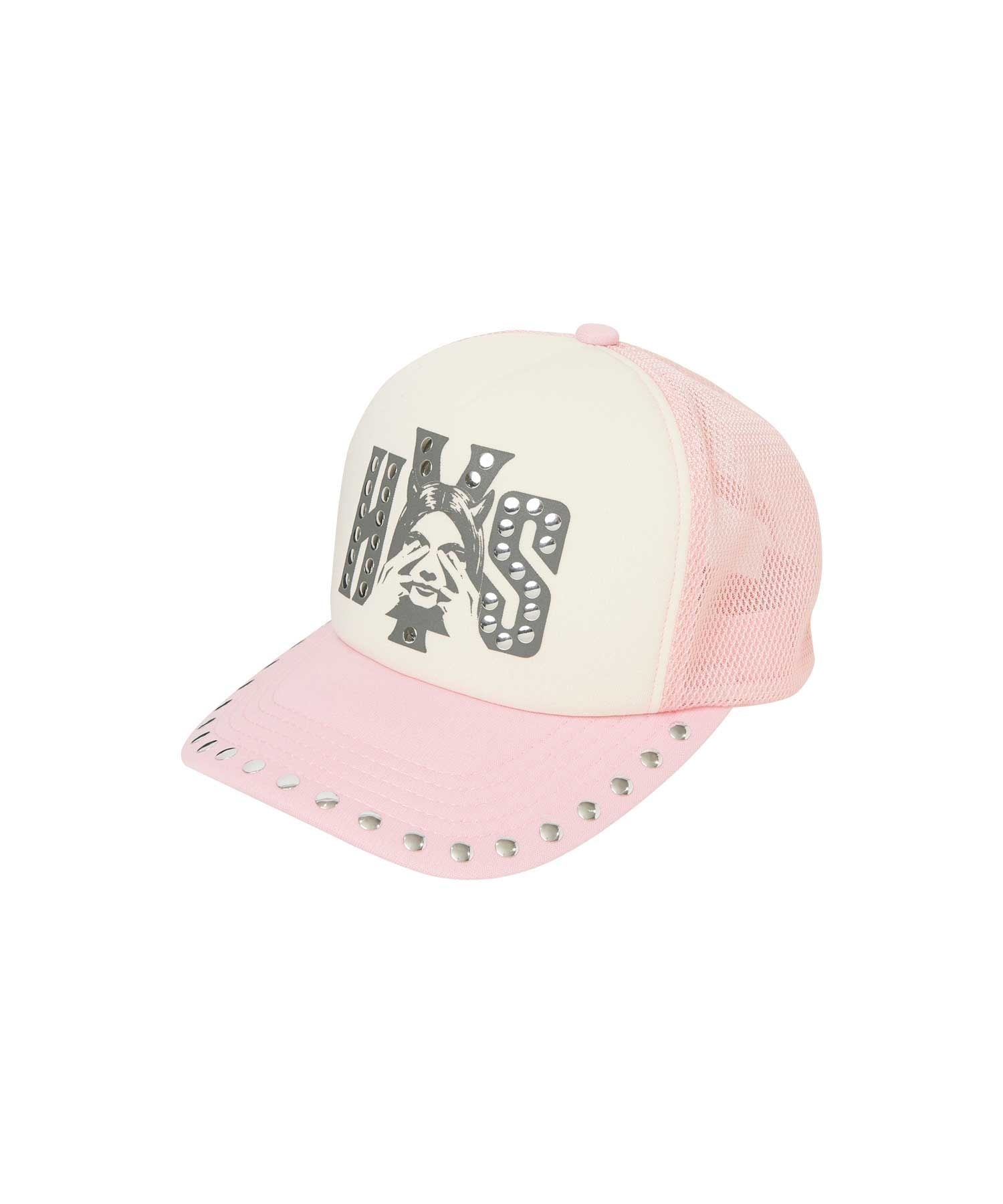 SEE NO EVIL Studs Mesh Cap - Pink