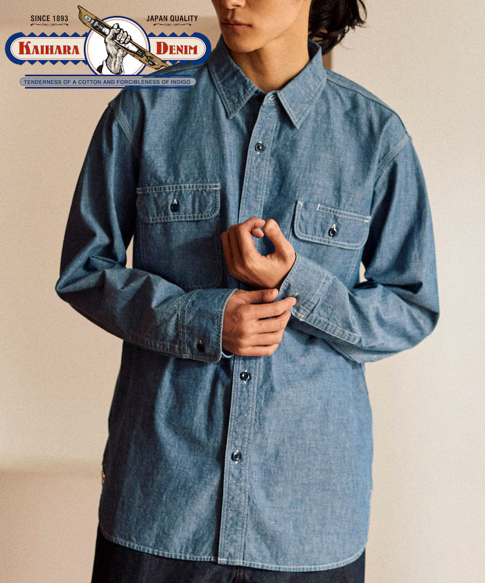 [Made in Japan] JAPAN CHAMBRAY SHIRT L/S - Blue