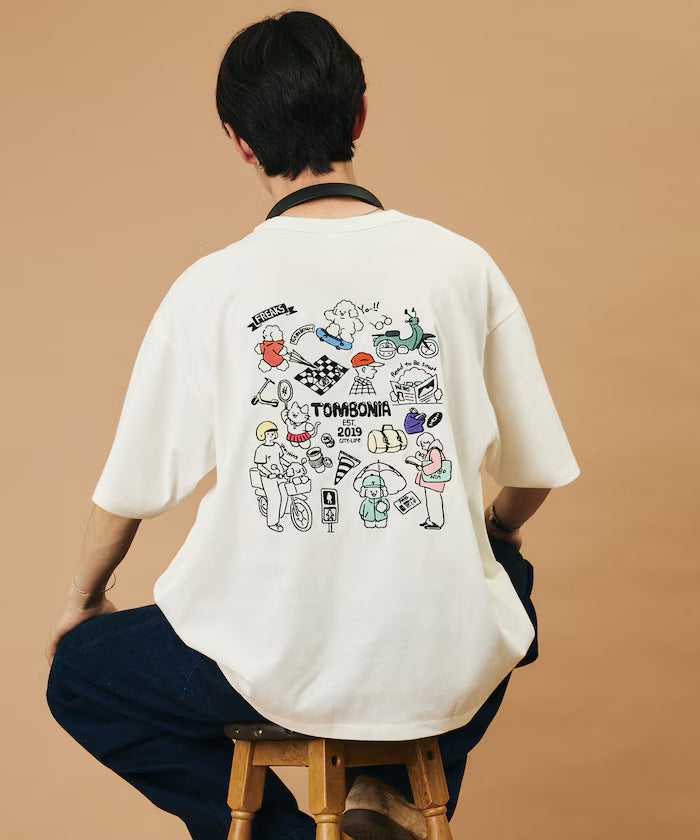 tombonia/Tombonia Back Print Crew Neck Pocket T-Shirt/New Life