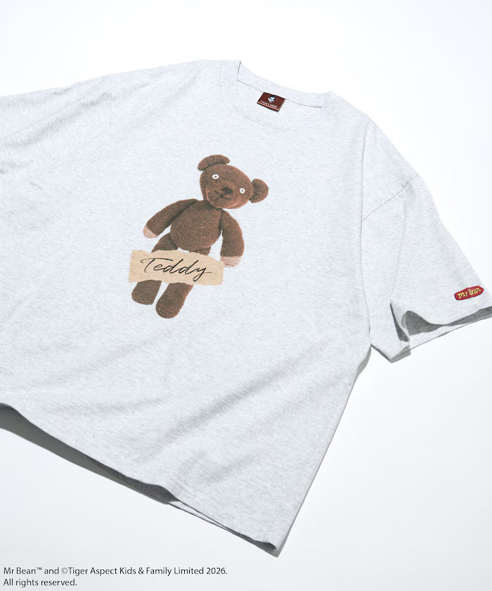 Mr. Bean Teddy Tee / Teddy Design Crew Neck T-Shirt - Light Gray