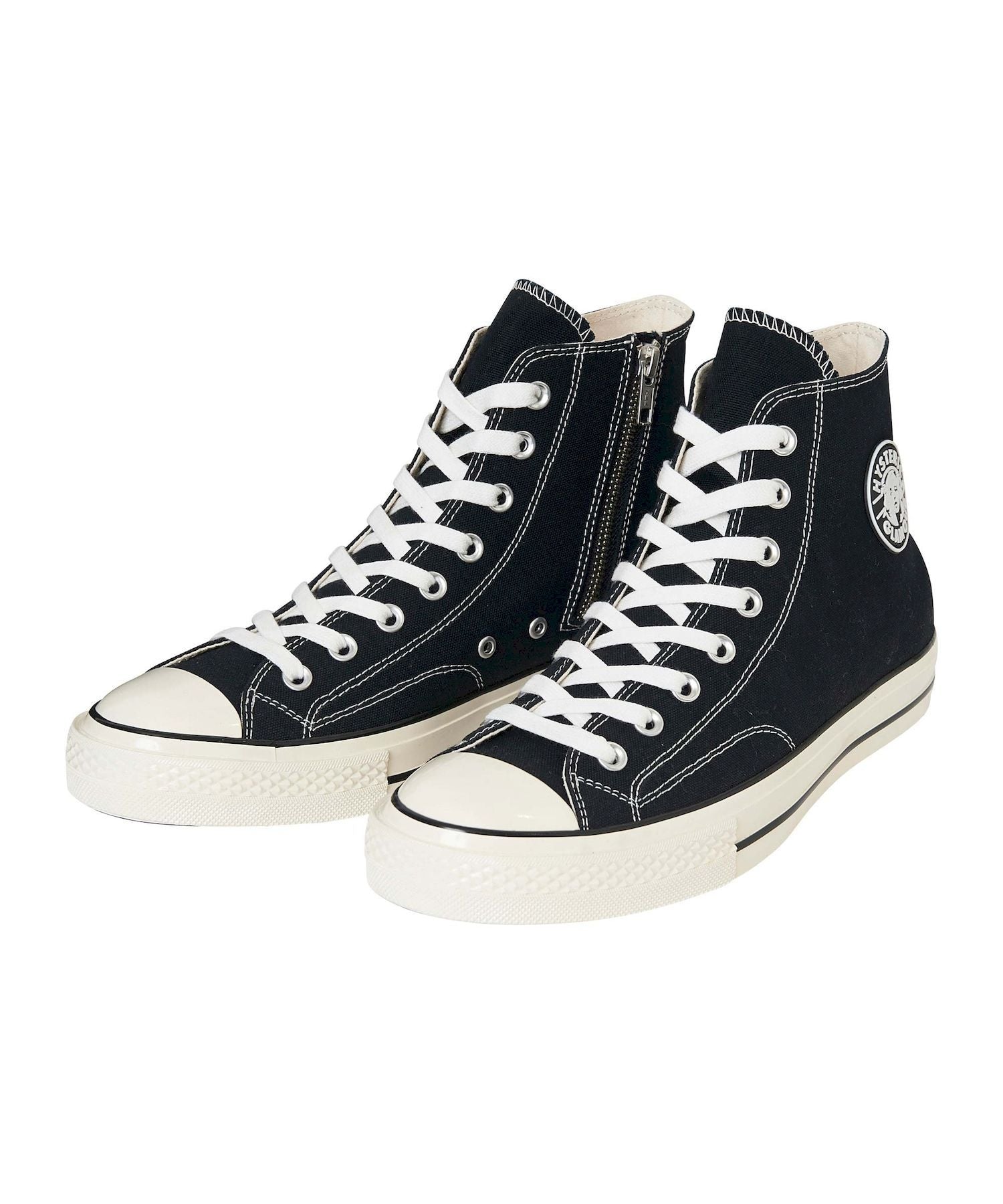 Side Zip High Cut Sneakers - Black