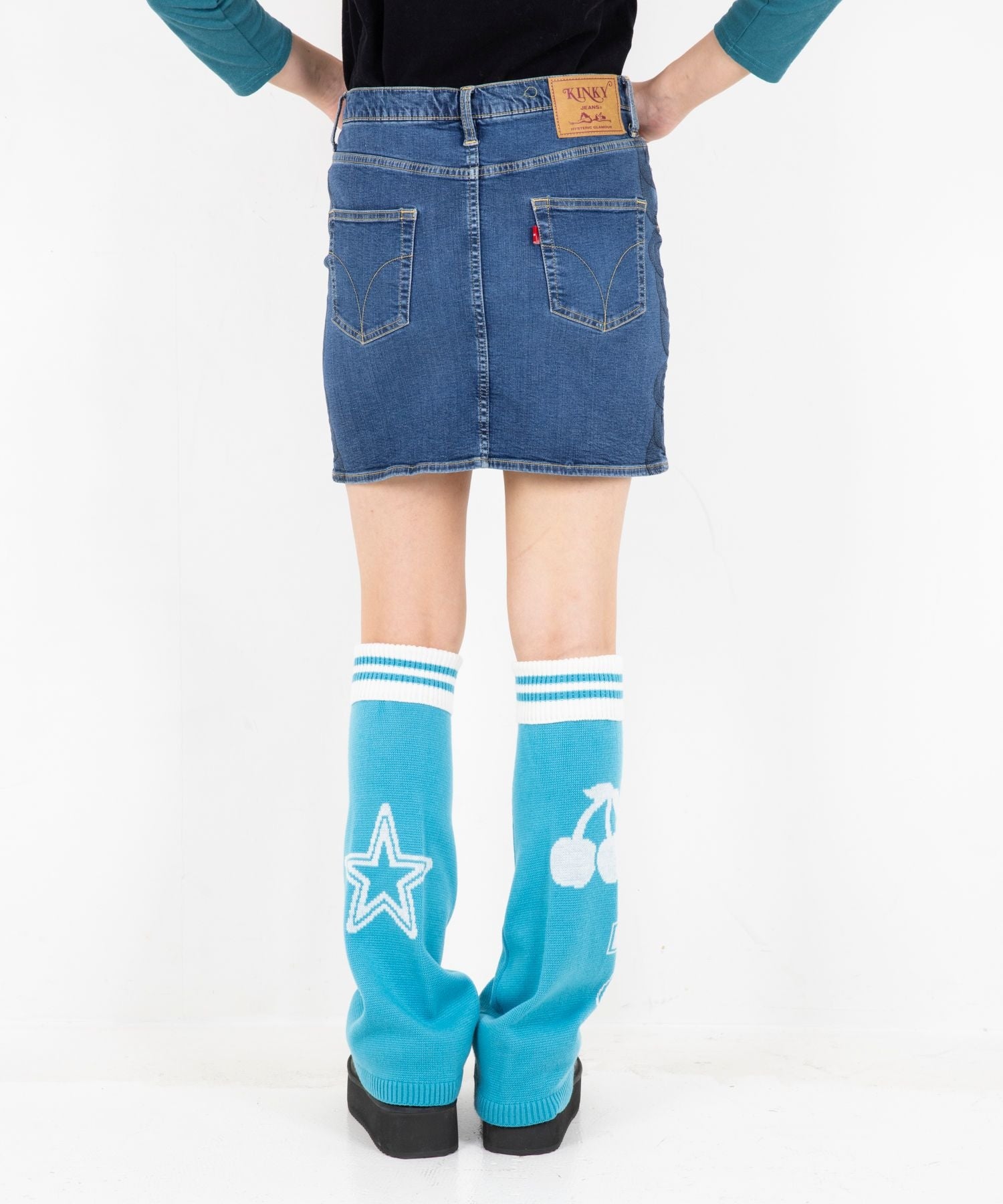 Snake Loop Tight Denim Skirt