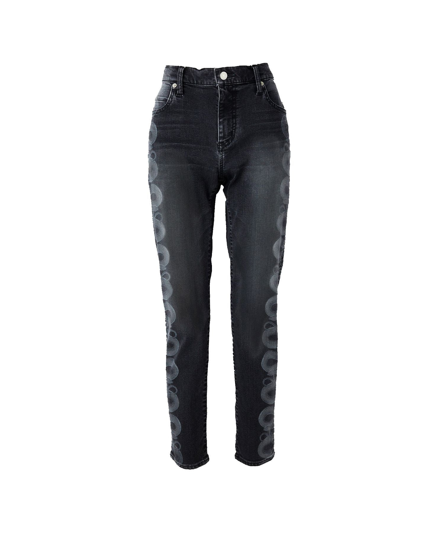 Snake Loop Skinny Denim Pants - Black