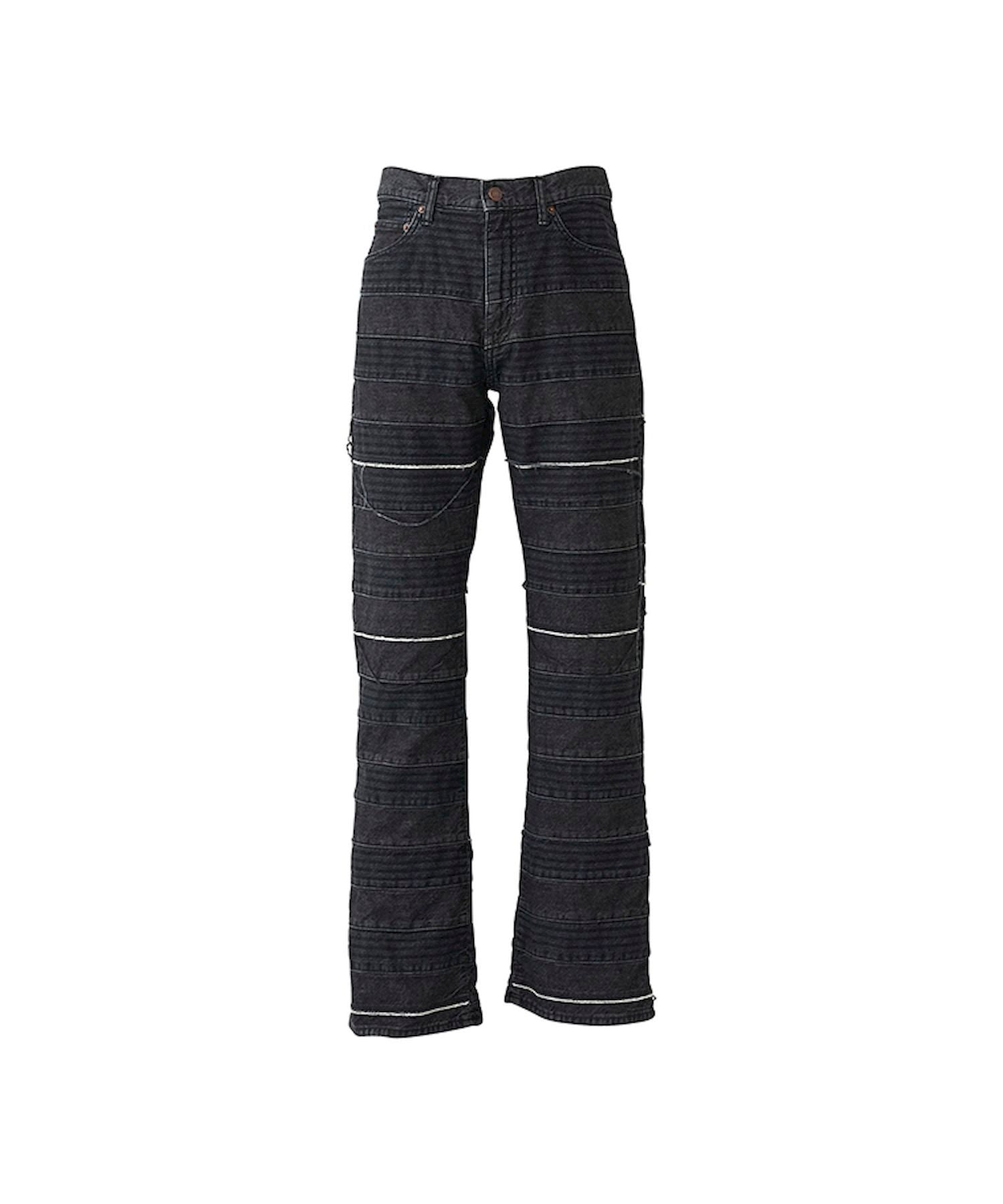 Scratch Flare Denim Pants - Black