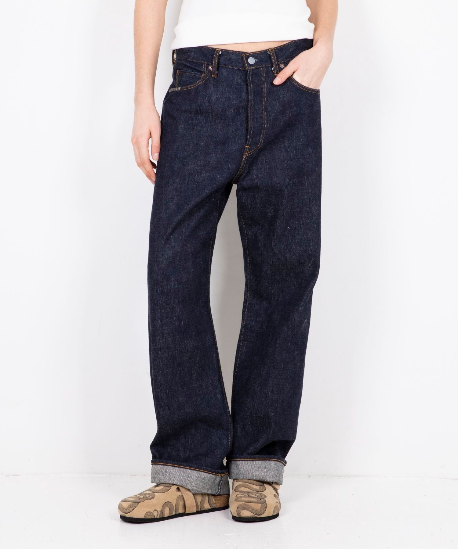 Rigid Straight Baggy Denim Pants