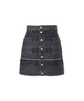 Scratch A-Line Denim Mini Skirt - Black