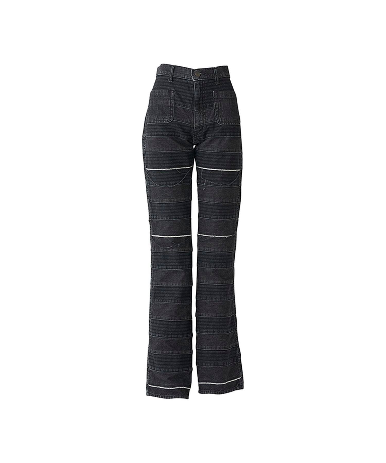 Scratch Flare Denim Pants - Black