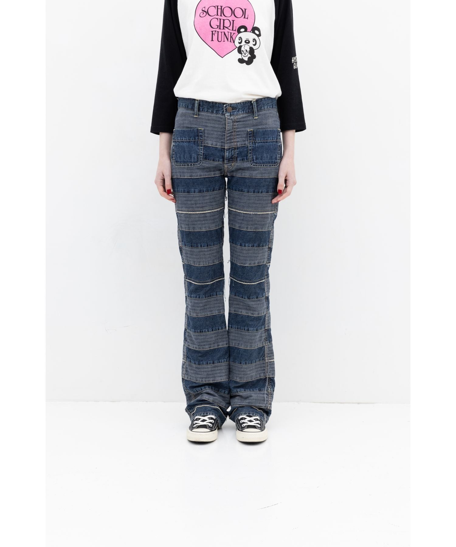 Scratch Flare Denim Pants