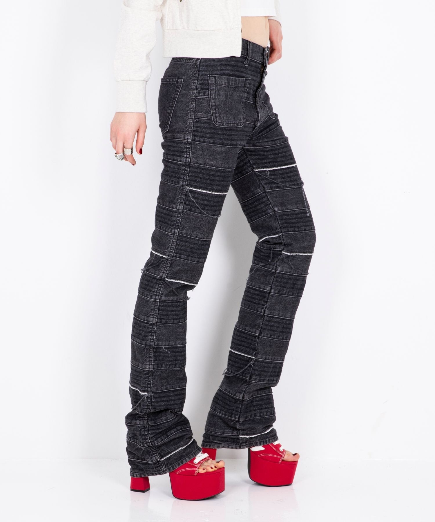 Scratch Flare Denim Pants