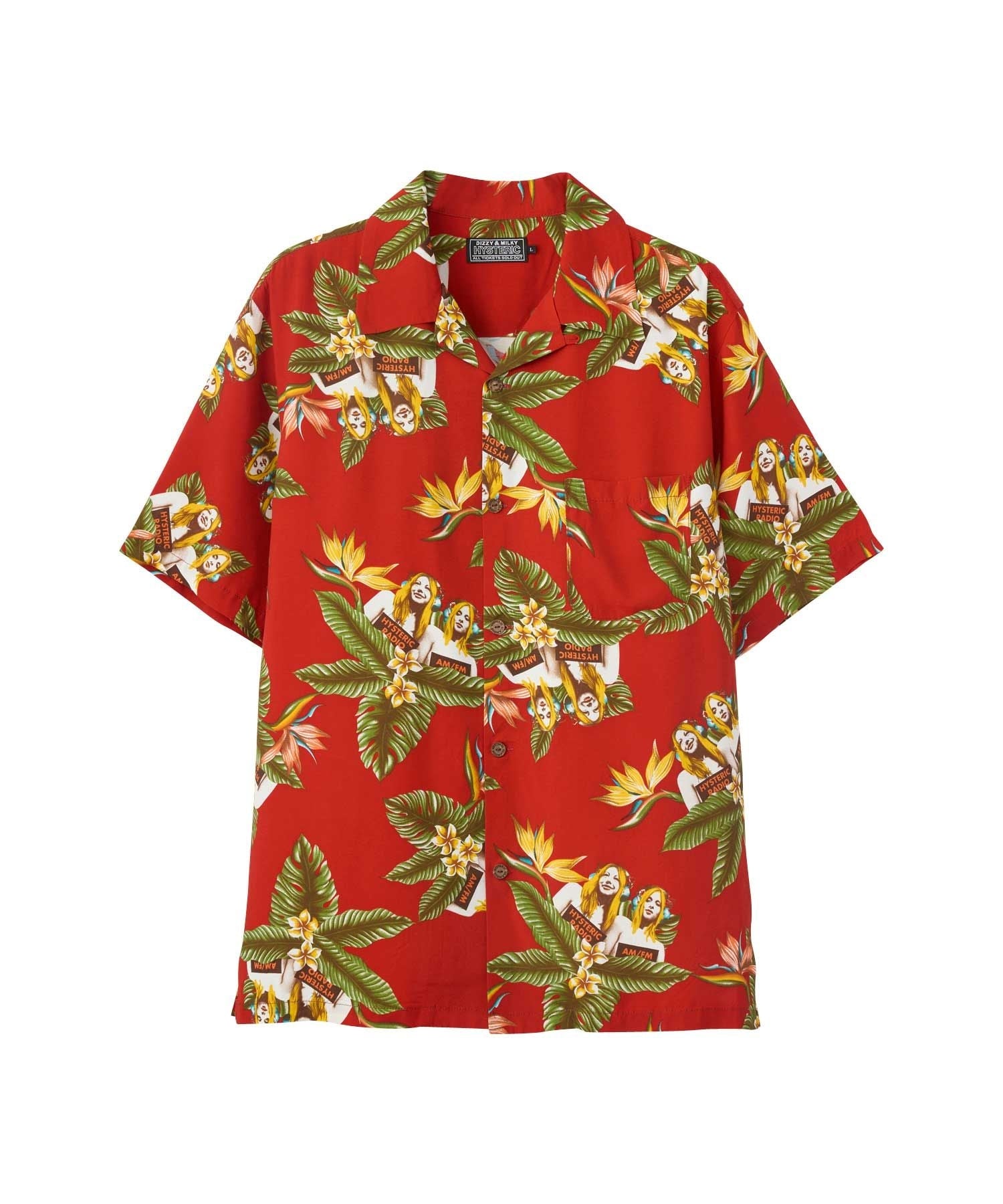 Tropic Channel Open Collar Shirt - Other Red