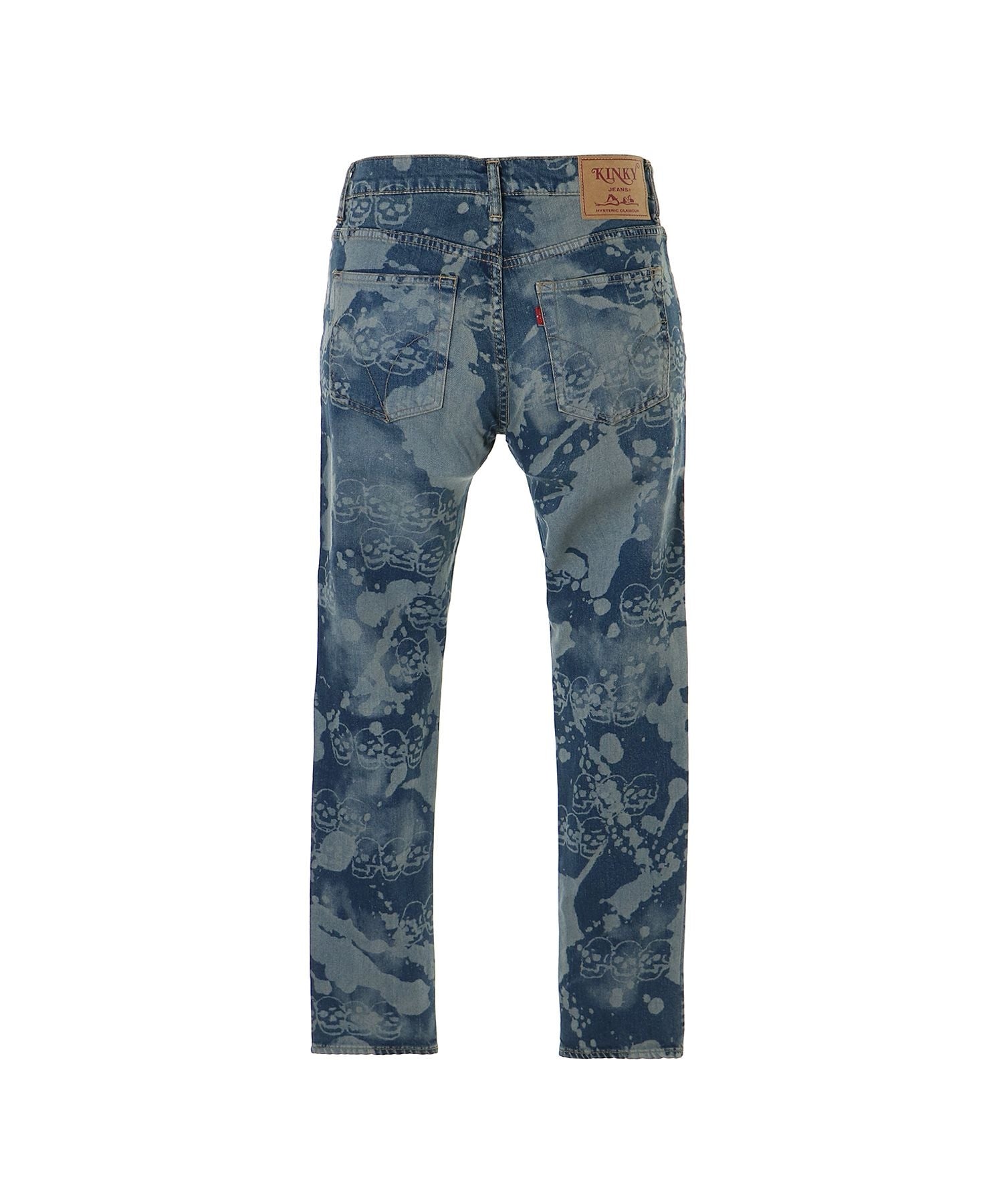 Dropping & Skull Pattern Slim Denim Pants