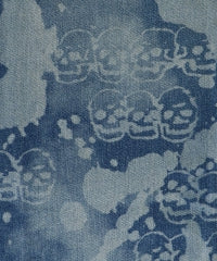 Dropping & Skull Pattern Slim Denim Pants