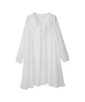 Snake Loop Embroidered Frill One-Piece - White
