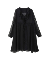 Snake Loop Embroidered Frill One-Piece