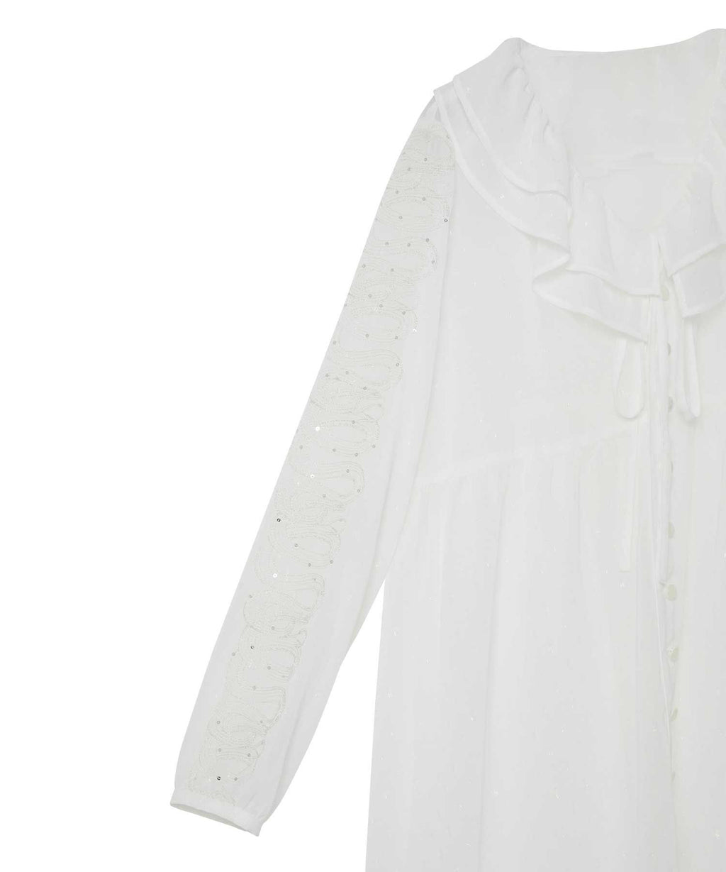 Snake Loop Embroidered Frill One-Piece