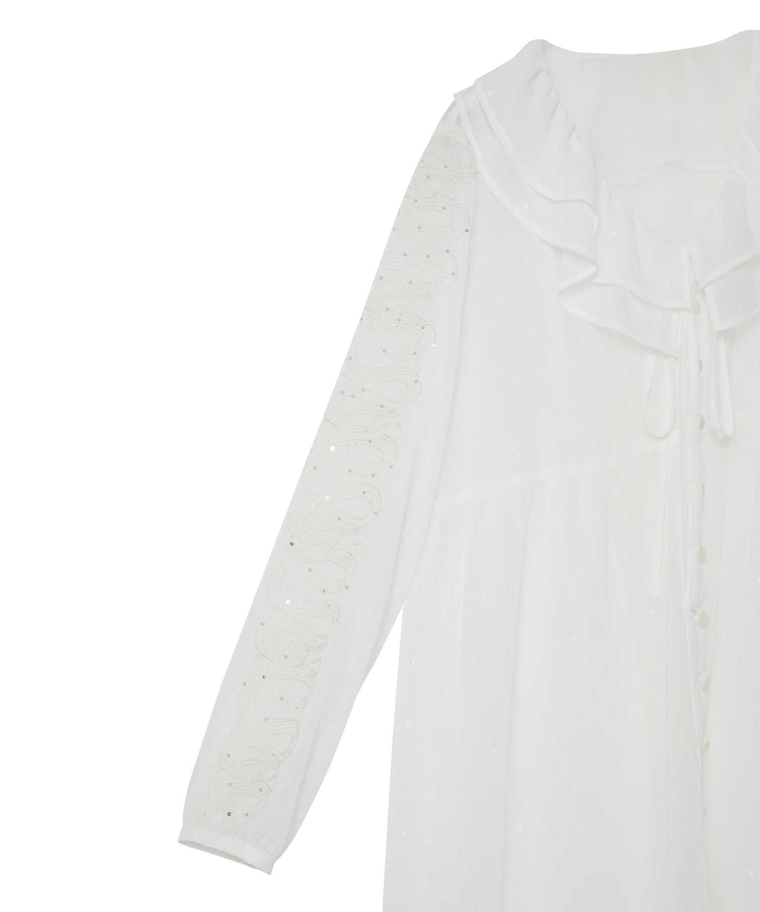 Snake Loop Embroidered Frill One-Piece