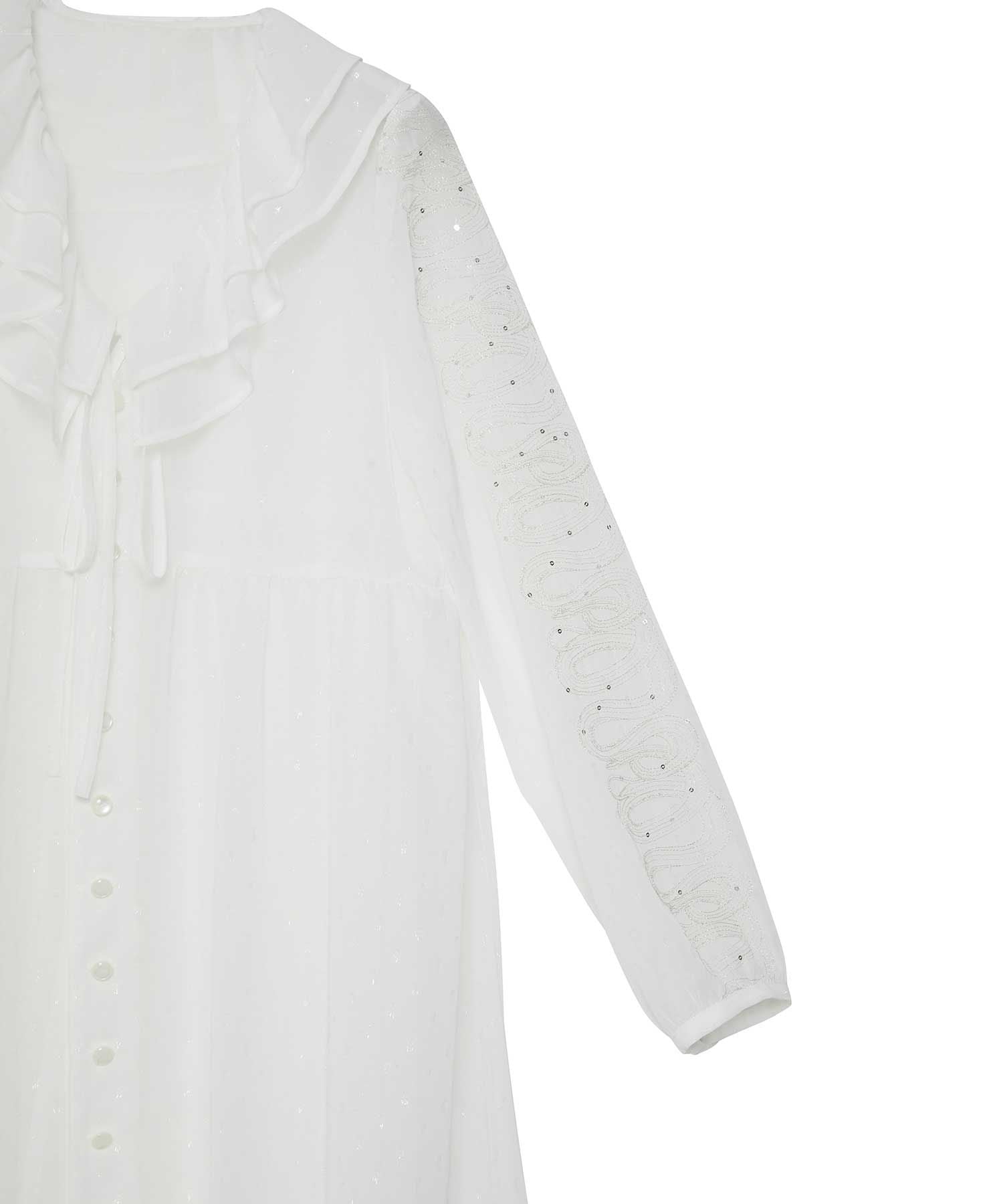 Snake Loop Embroidered Frill One-Piece