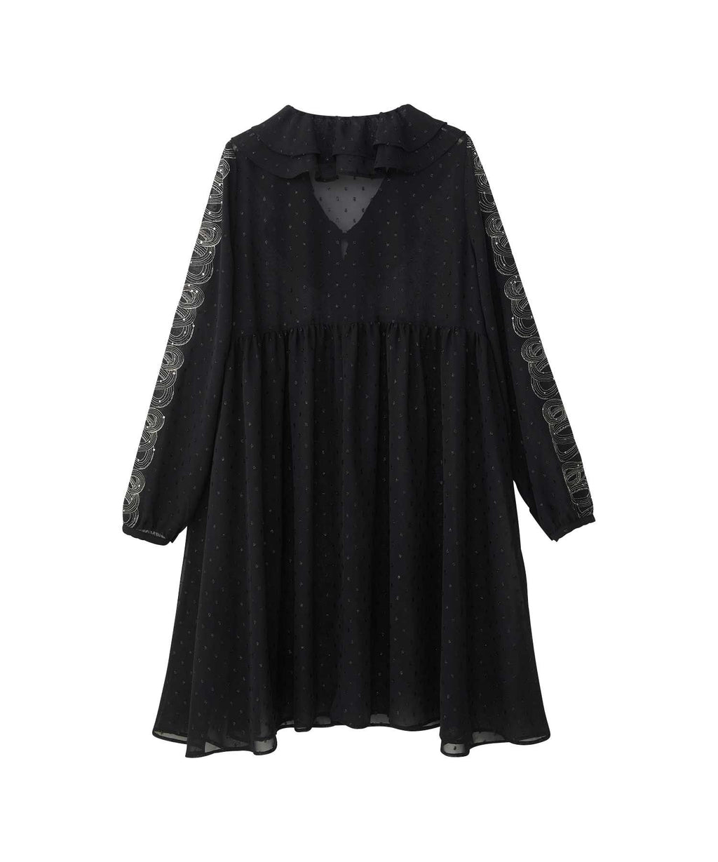 Snake Loop Embroidered Frill One-Piece
