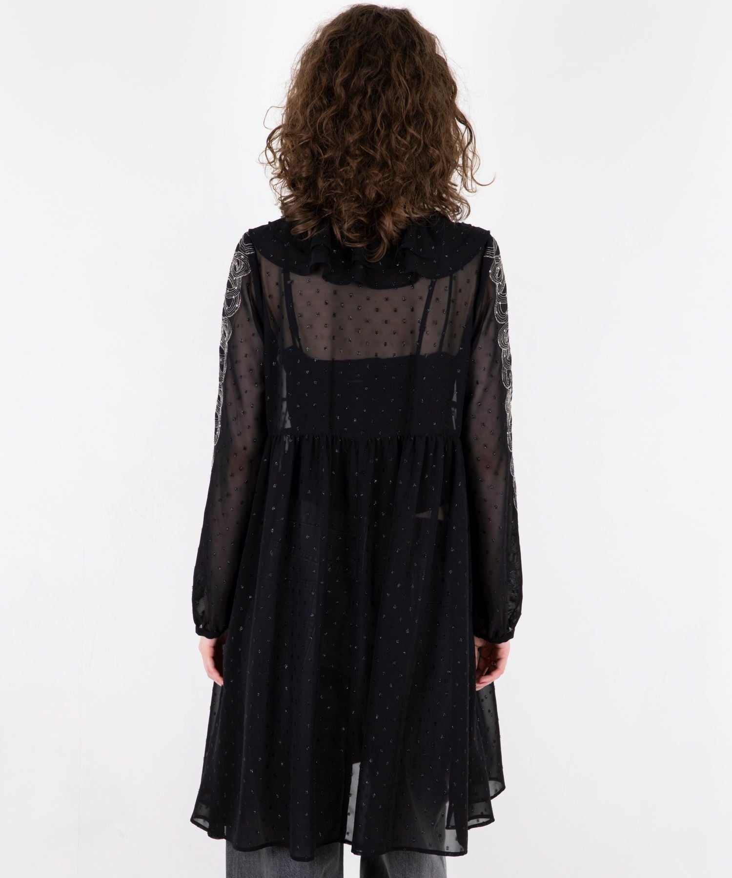 Snake Loop Embroidered Frill One-Piece