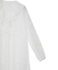 Snake Loop Embroidered Frill One-Piece
