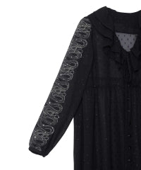 Snake Loop Embroidered Frill One-Piece