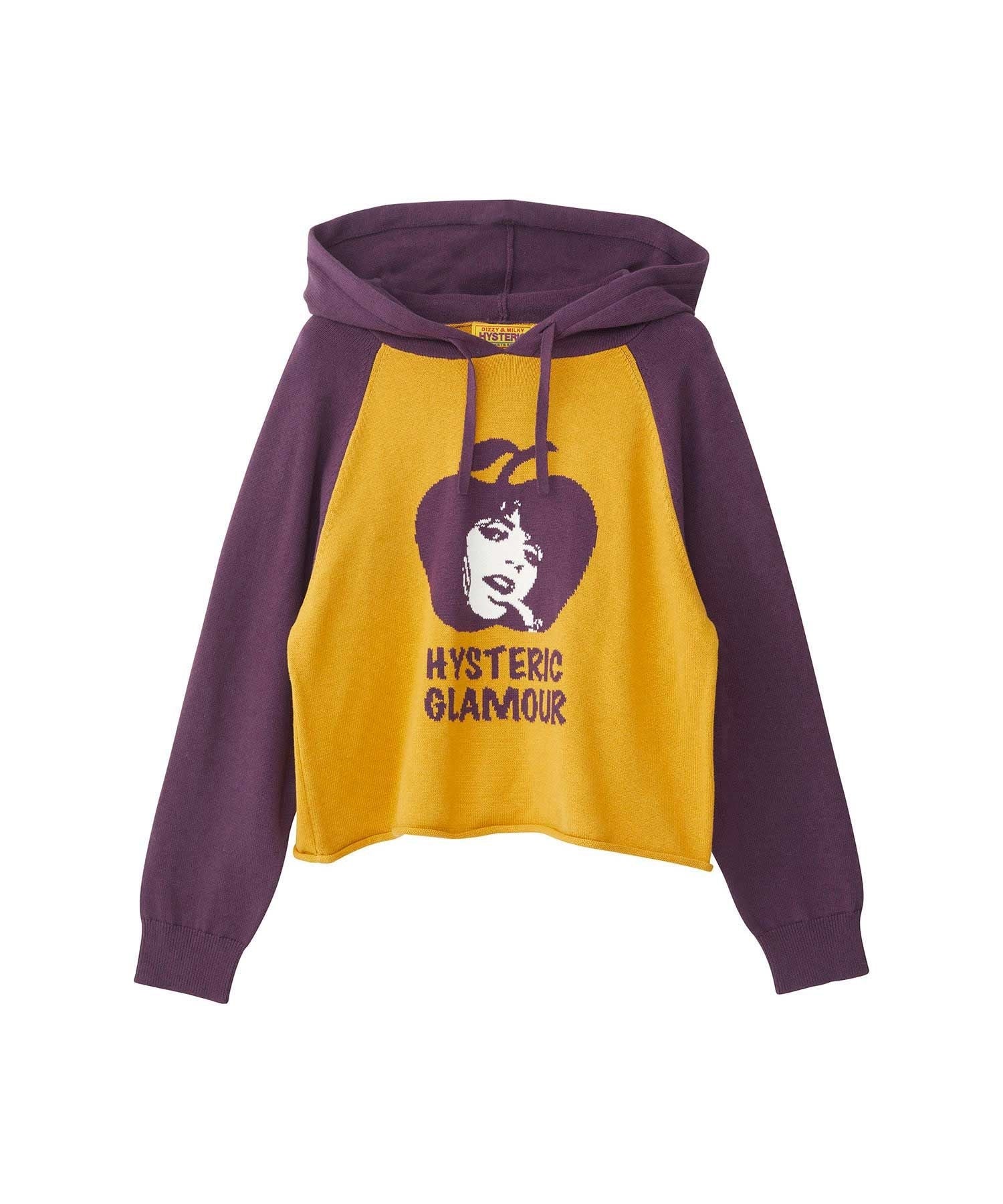 APPLE GIRL Knit Hoodie - Yellow