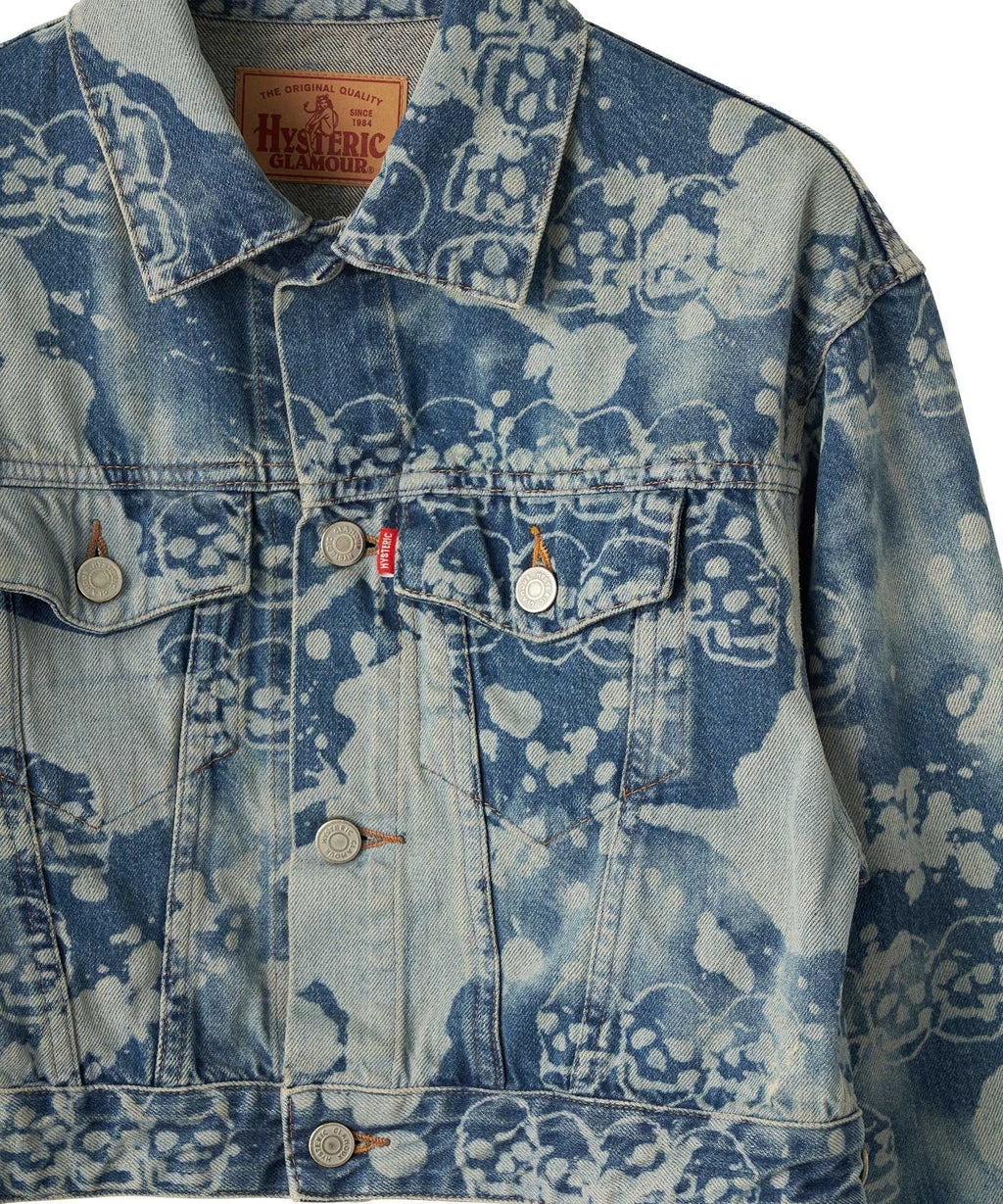Dropping & Skull Pattern Denim Jacket