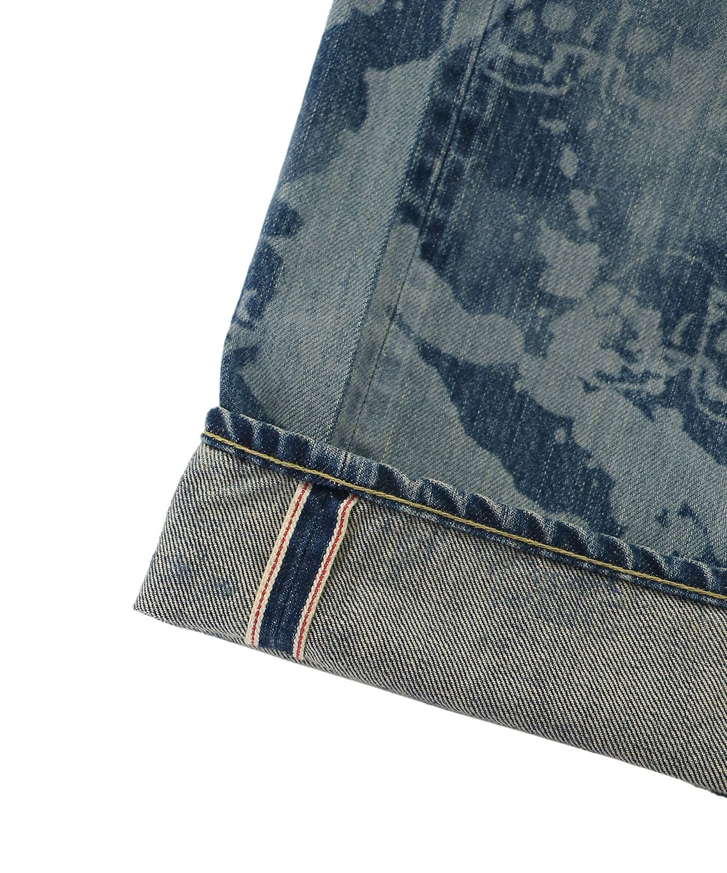Dropping & Skull Pattern Slim Straight Denim Pants