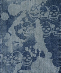 Dropping & Skull Pattern Slim Straight Denim Pants