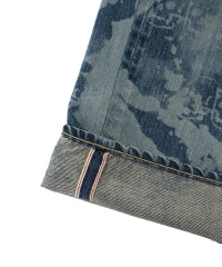 Dropping & Skull Pattern Slim Straight Denim Pants