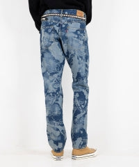 Dropping & Skull Pattern Slim Straight Denim Pants