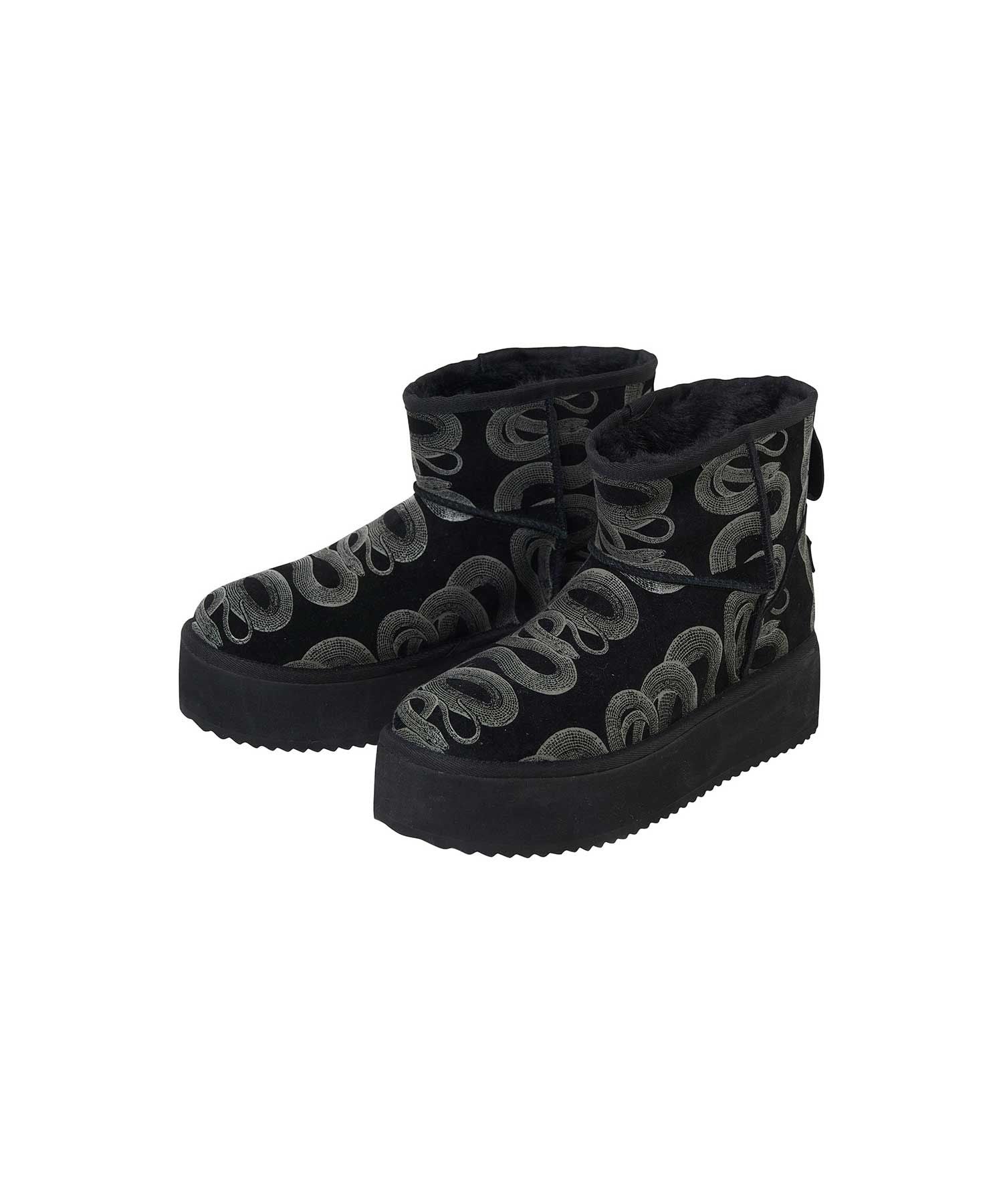 SNAKE LOOP Platform Boots - Black