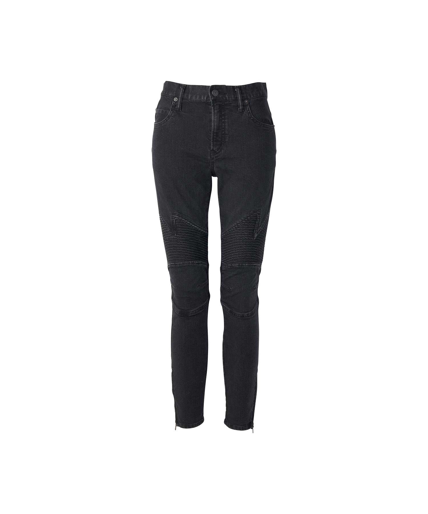 Box Logo Shirring Denim Pants - Black