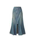 Front Ring ZIP Mermaid Skirt - Light Indigo Blue