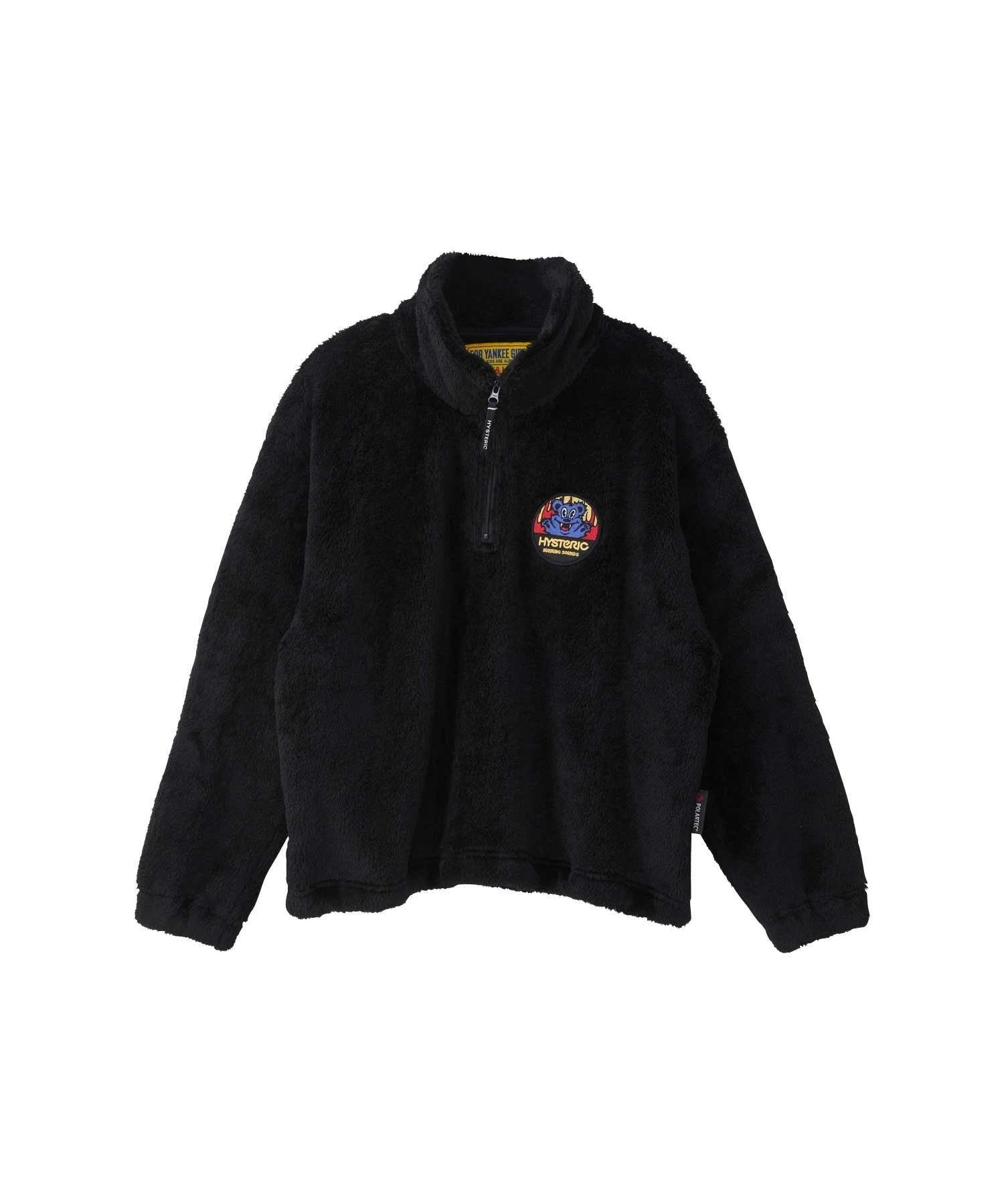 BURNING SOUNDS Patch Half Zip Sweat - Black