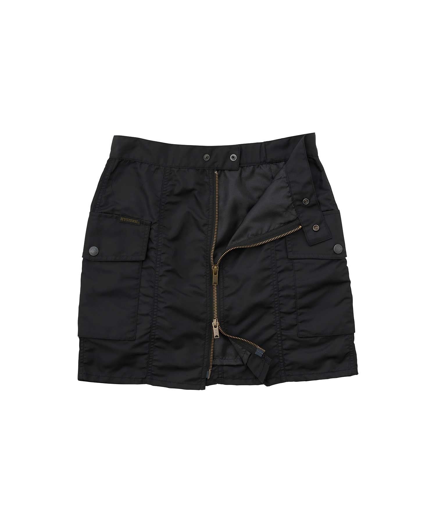 Front Zip Nylon Mini Skirt