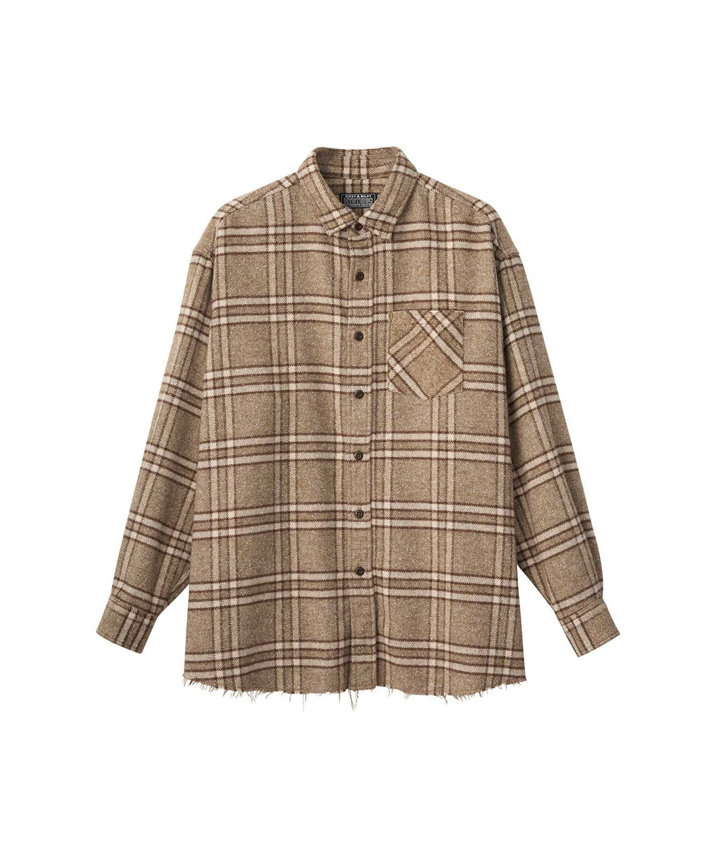Guitar Girl Embroidered Work Shirt - Other beige shades