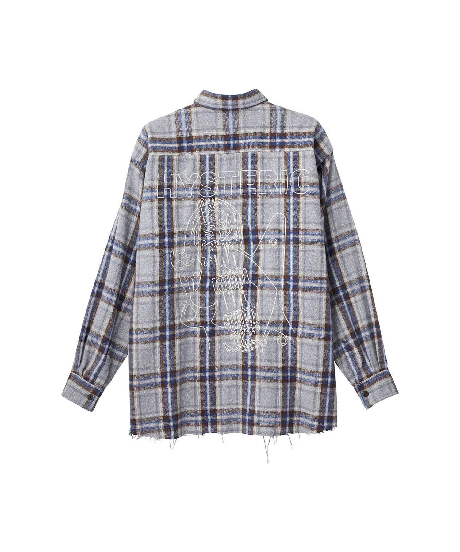 Guitar Girl Embroidered Work Shirt - Other blue shades