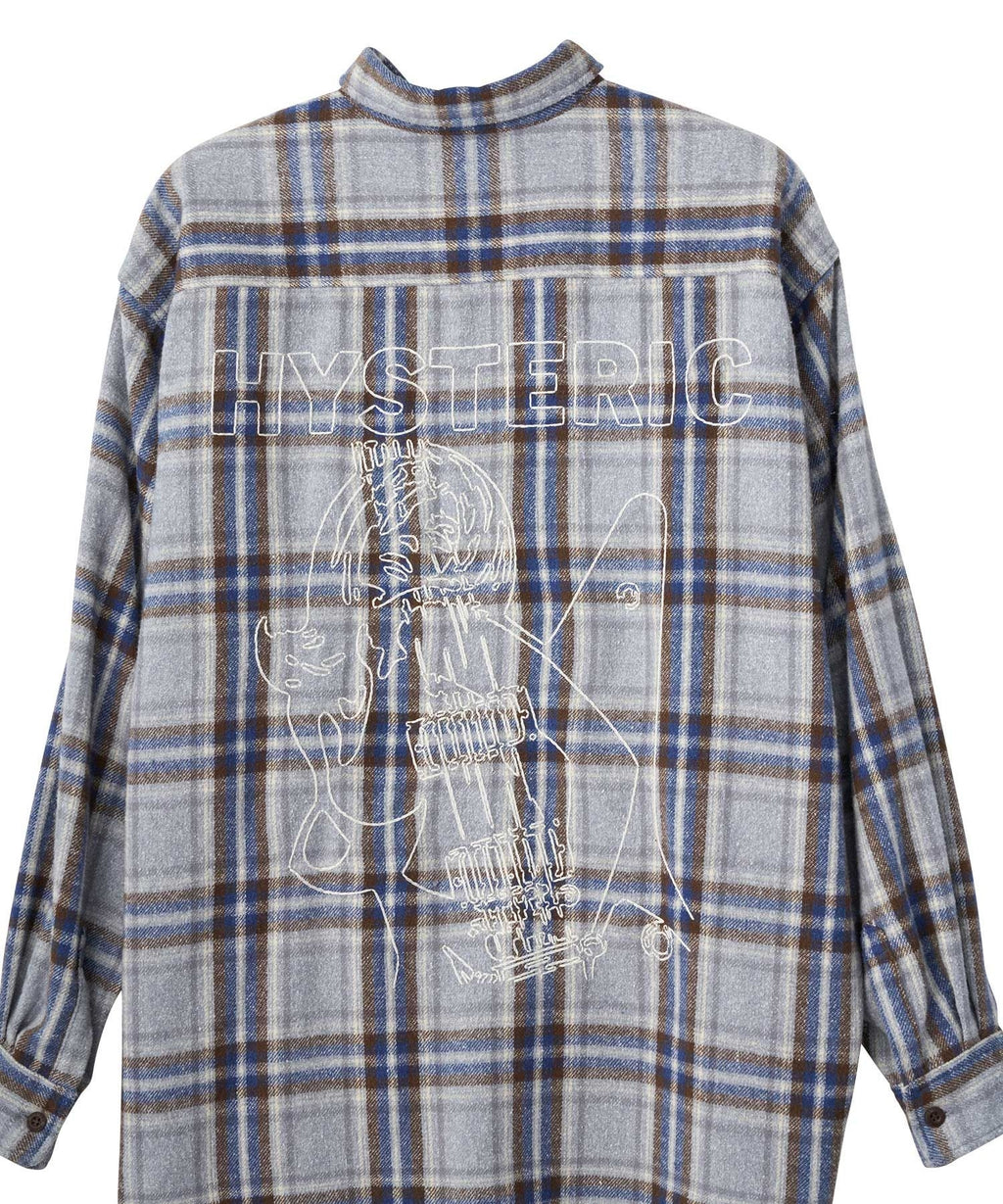 Guitar Girl Embroidered Work Shirt