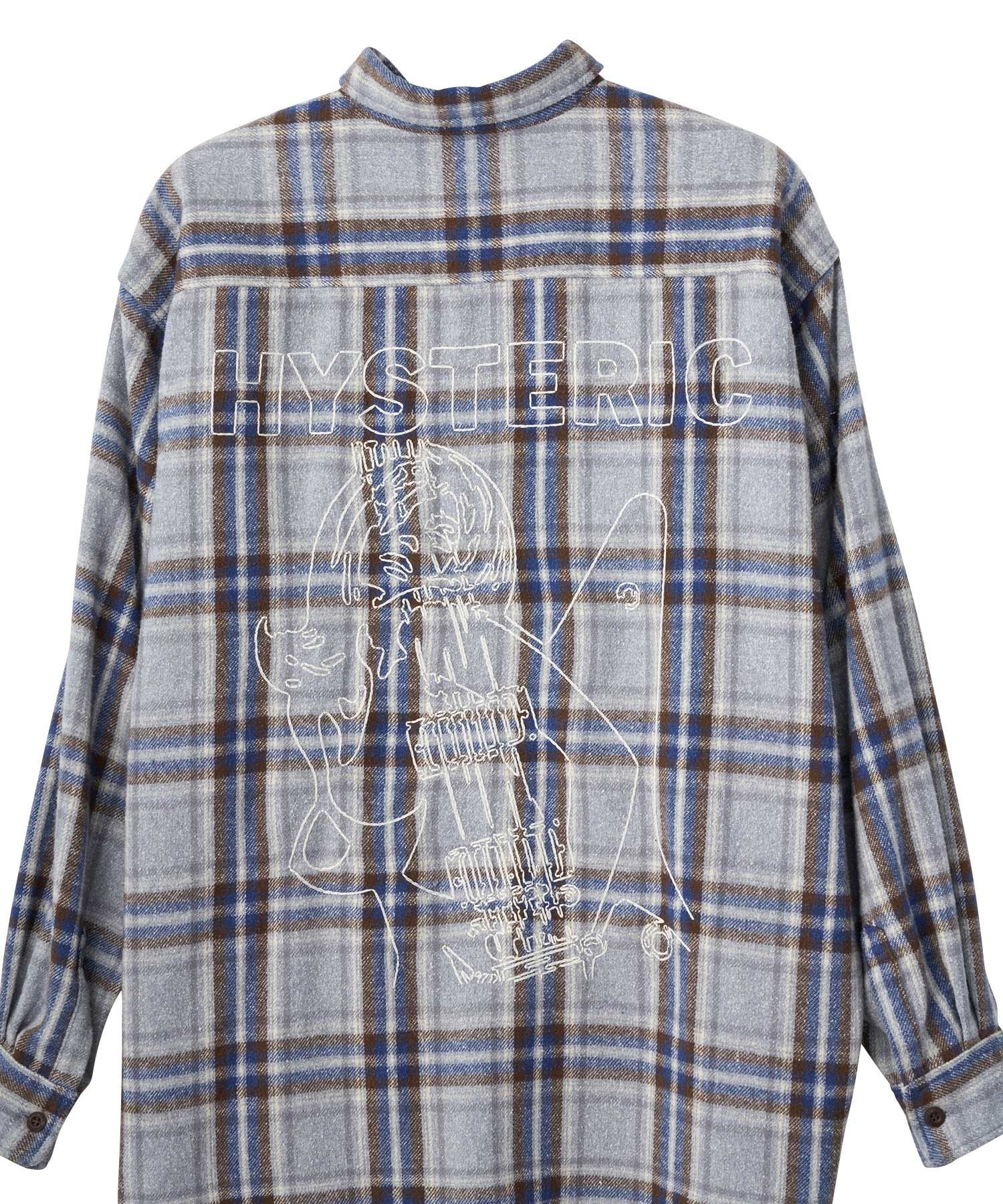 Guitar Girl Embroidered Work Shirt