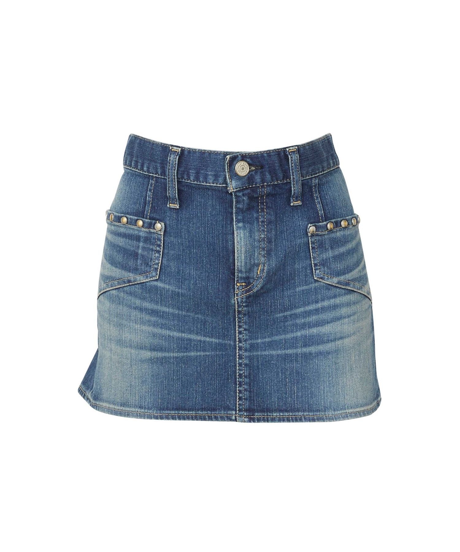 Back Lace-Up Micro Mini Denim Skirt - Light Indigo Blue